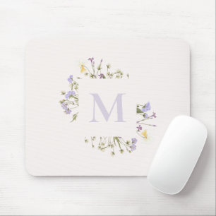 Watercolor floral monogram mouse pad