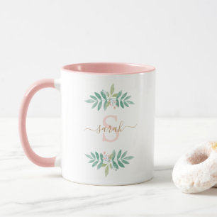 Watercolor Floral Monogram Mug