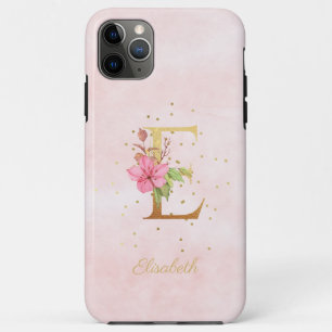 Watercolor Floral Monogram Name Initial E Letter iPhone 11 Pro Max Case