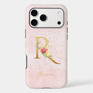 Watercolor Floral Monogram Name Initial R Letter