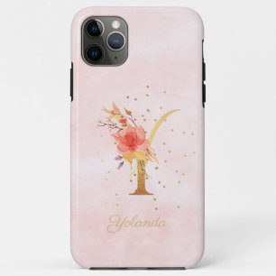 Watercolor Floral Monogram Name Initial Y Letter iPhone 11 Pro Max Case