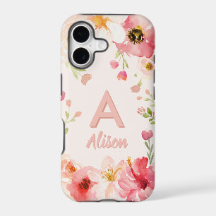 Watercolor floral monogram + name personalize