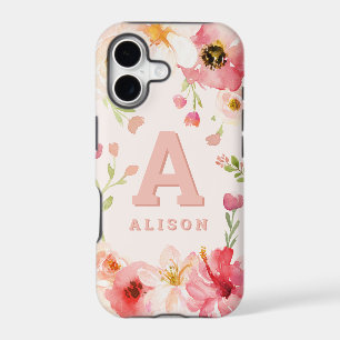 Watercolor floral monogram + name personalize