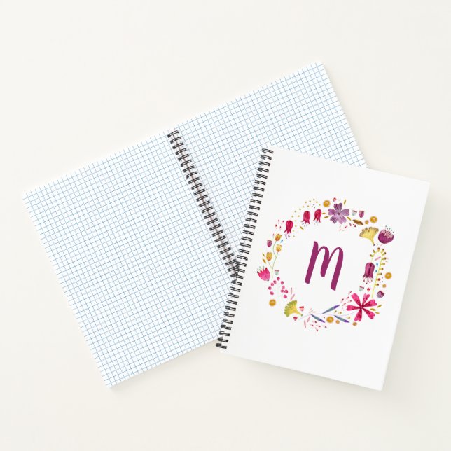 Watercolor Floral Monogram Notebook (Inside)