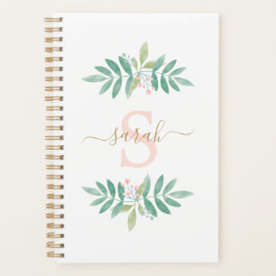 Watercolor Floral Monogram Planner