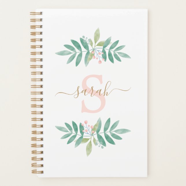 Watercolor Floral Monogram Planner (Front)