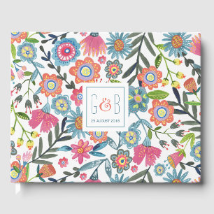 Watercolor Floral   Monogram   Wedding Guestbook