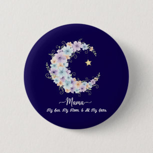 Watercolor Floral Moon Mama 2 Inch Round Button