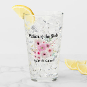 Watercolor Floral MOTHER OF THE BRIDE Bridal Party Glass