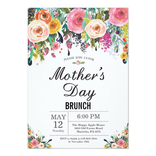 Watercolor Floral Mothers Day Brunch Invitation | Zazzle.ca