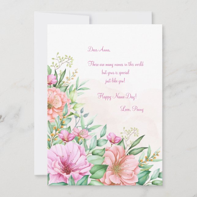 Watercolor Floral Name Day Card (Front)