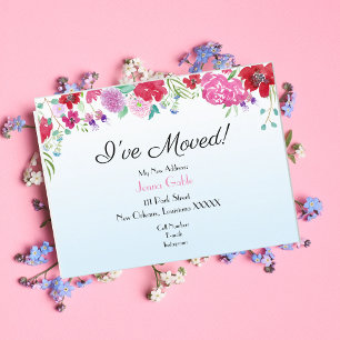 Watercolor Floral New Address Moving Announcement Postcard