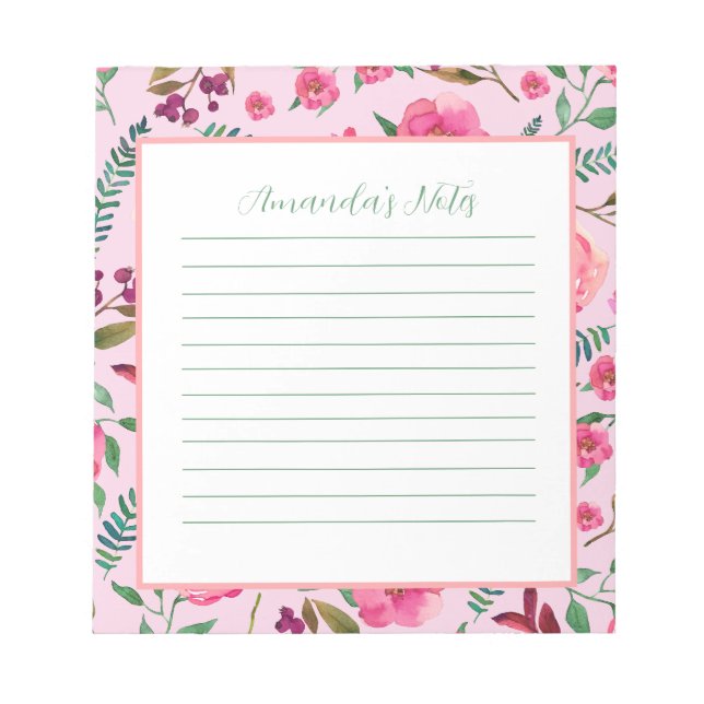 Watercolor Floral  Notepad (Front)