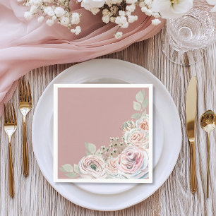 Watercolor Floral Pale Pink Birthday Napkin
