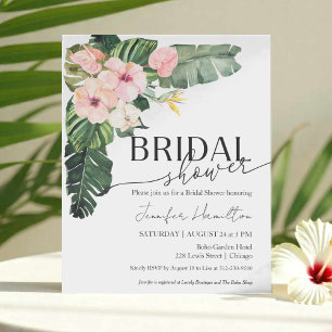 Watercolor Floral Palm Tropical Bridal Shower