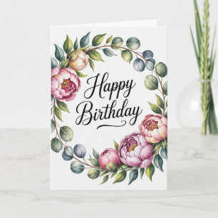 Watercolor Floral Pastel Birthday Card for Women 
