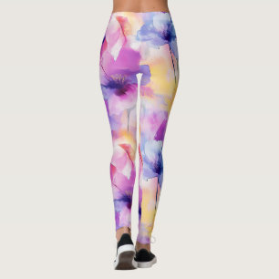 Watercolor Floral Pastel Leggings