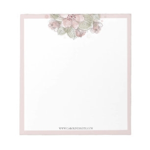 Watercolor Floral, Pastel, Rose border,  Notepad