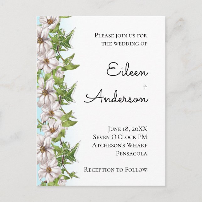 Watercolor Floral Pastel Wedding Postcard  (Front)