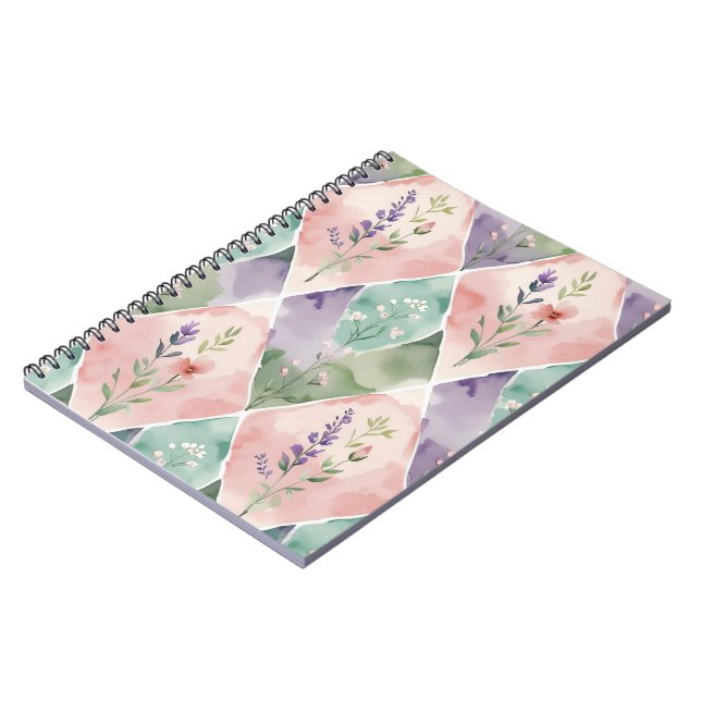 Watercolor Floral Patchwork Notebook (Left Side)