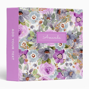 Watercolor Floral Pattern 3 Ring Binder