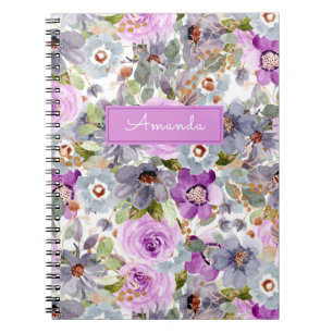 Watercolor Floral Pattern 3 Ring Binder Notebook