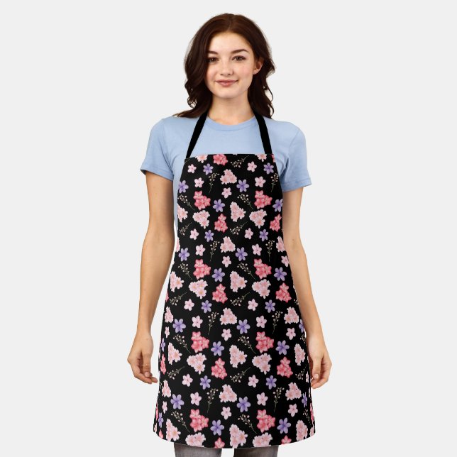 Watercolor Floral Pattern  Apron (Worn)