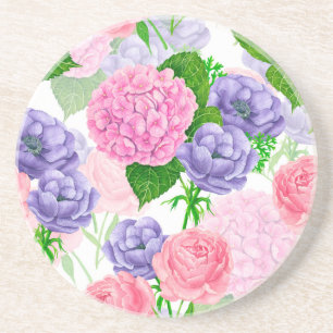 Watercolor floral pattern coaster