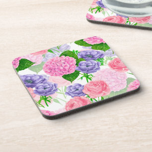 Watercolor floral pattern coaster