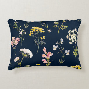 Watercolor floral pattern, delicate flower hand dr accent pillow