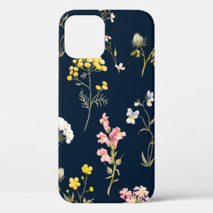 Watercolor floral pattern, delicate flower hand dr iPhone 12 case