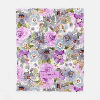 Watercolor Floral Pattern  Fleece Blanket