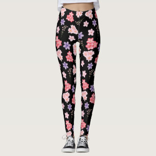 Watercolor Floral Pattern Leggings