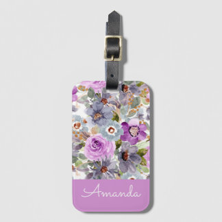 Watercolor Floral Pattern Luggage Tag