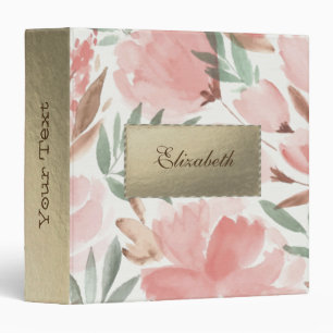 Watercolor Floral Pattern Monogram Binder
