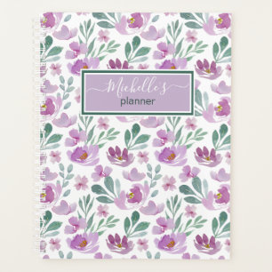 Watercolor Floral Pattern Pink Your Name Planner