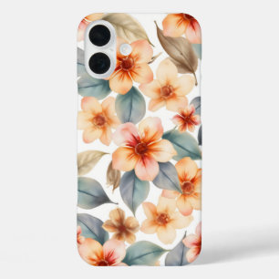 watercolor floral pattern showcases soft pastel  iPhone 16 plus case