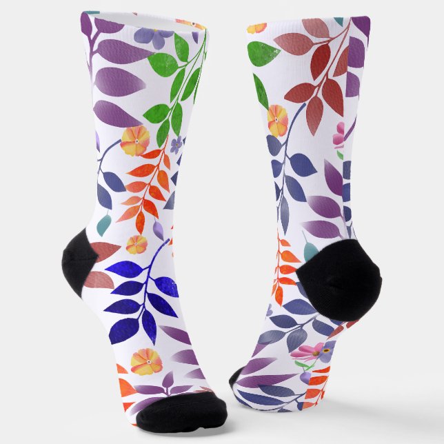 Watercolor Floral Pattern Socks (Angled)
