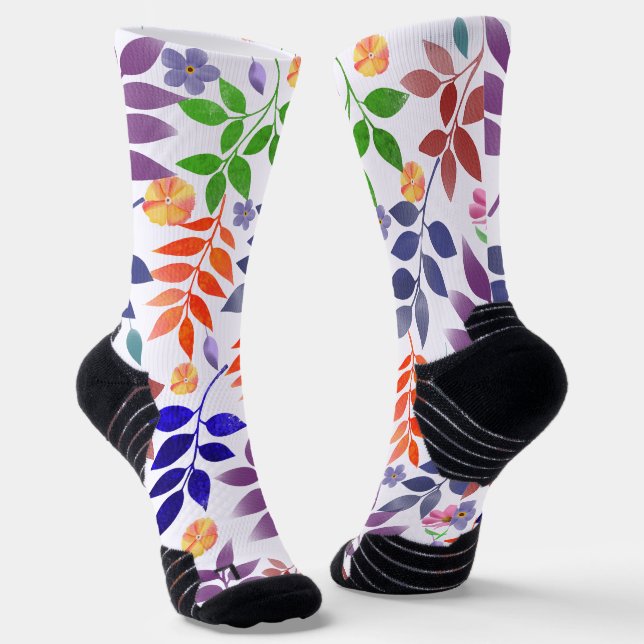 Watercolor Floral Pattern Socks (Angled)