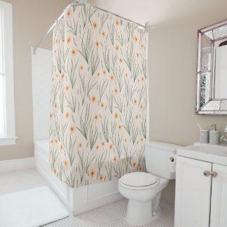 Watercolor floral pattern with orange flowers
