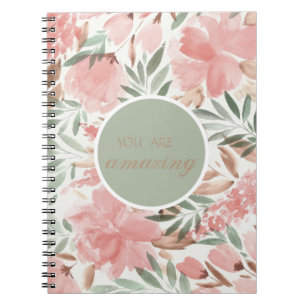 Watercolor Floral Pattern You Are Amazing Notebook