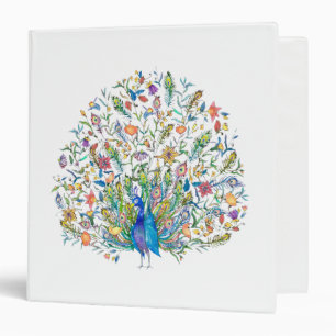 Watercolor floral peacock binder