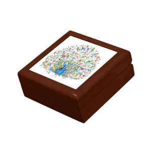 Watercolor floral peacock  gift box