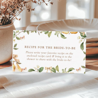 Watercolor Floral Pear Bridal Shower Insert Card