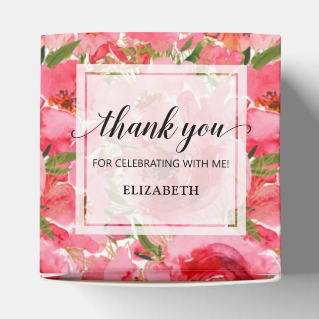 Watercolor Floral Peonies Bridal Shower Favor Box (Top)