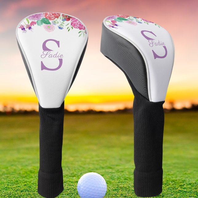 Watercolor Floral Peonies &Hydrangeas Personalize Golf Head Cover (Creator Uploaded)
