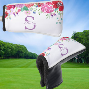 Watercolor Floral Peonies &Hydrangeas Personalize Golf Head Cover