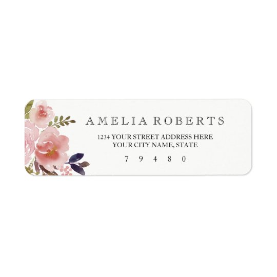 Watercolor Floral Peonies Return Address Label