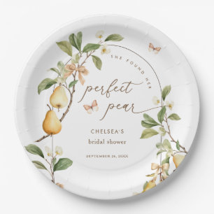 Watercolor Floral Perfect Pair Pear Bridal Shower Paper Plate