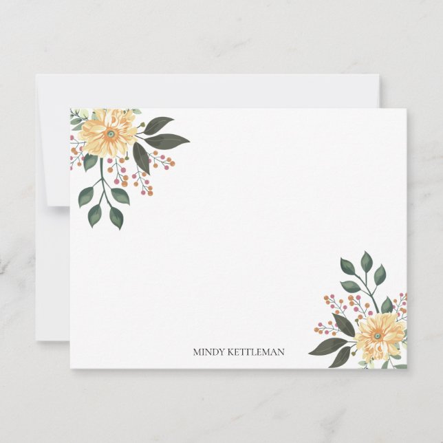 Watercolor Floral Personalize and Monogram Card (Front)